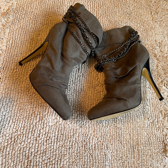 High heel fabric material high heel boots - Picture 2 of 7